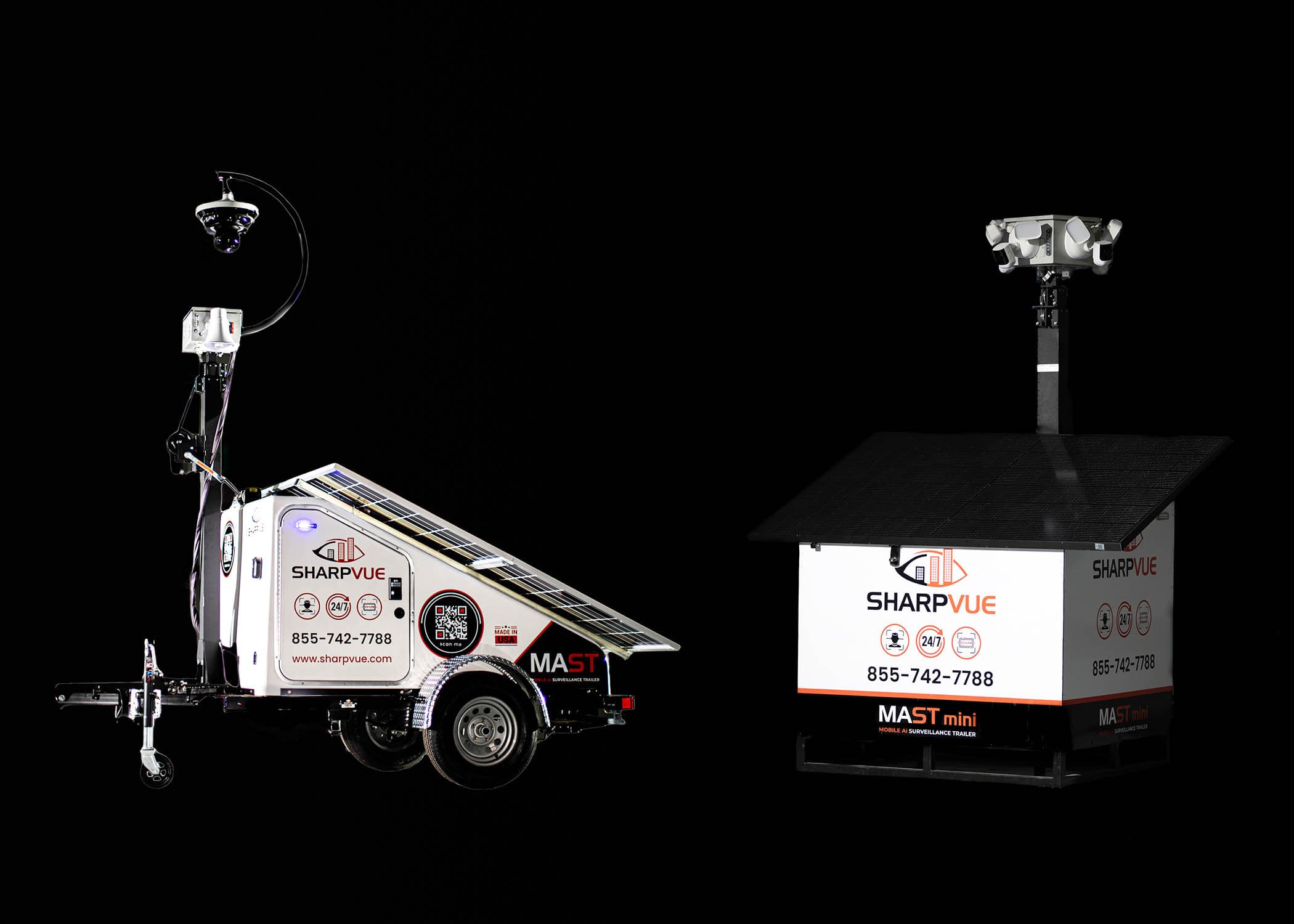 Sharpvue MAST and MAST-mini mobile surveillance trailers deployed on site
